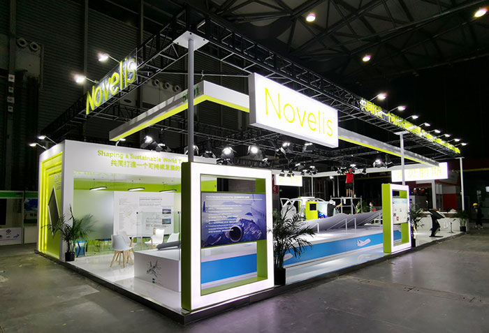 上海汽車輕量化160㎡展臺搭建案例